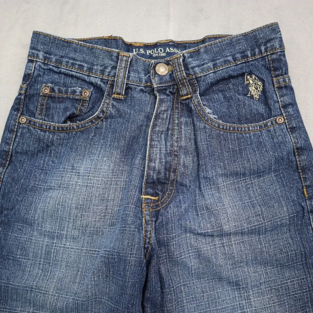 US Polo Assn Shorts Youth 10 Blue Denim Boys Jean Pants Long Grunge Baggy